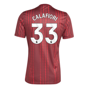 2025-2026 Arsenal Pre-Match Warm Up Shirt (Burgundy) (Calafiori 33)