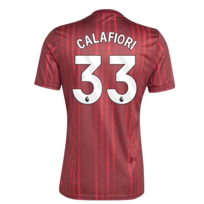 2025-2026 Arsenal Pre-Match Warm Up Shirt (Burgundy) (Calafiori 33)