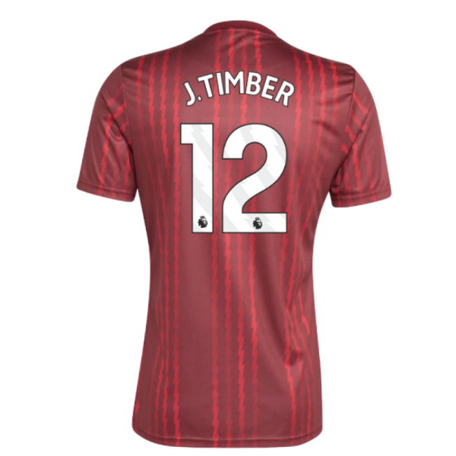 2025-2026 Arsenal Pre-Match Warm Up Shirt (Burgundy) (J.Timber 12)