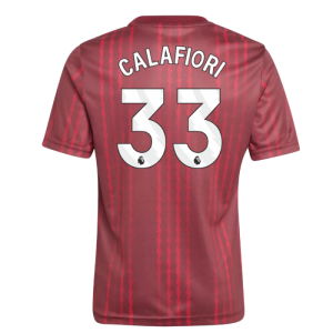 2025-2026 Arsenal Pre-Match Warm Up Shirt (Burgundy) - Kids (Calafiori 33)