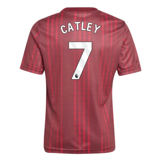 2025-2026 Arsenal Pre-Match Warm Up Shirt (Burgundy) - Kids (Catley 7)