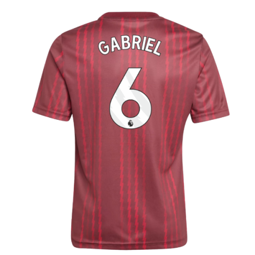 2025-2026 Arsenal Pre-Match Warm Up Shirt (Burgundy) - Kids (Gabriel 6)