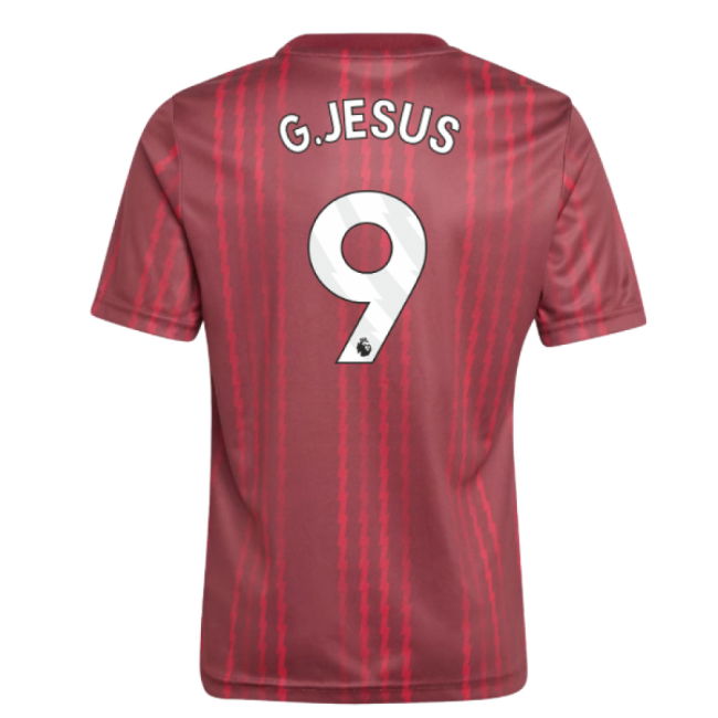 2025-2026 Arsenal Pre-Match Warm Up Shirt (Burgundy) - Kids (G.Jesus 9)