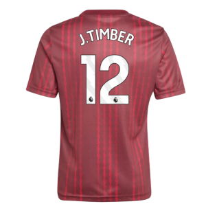 2025-2026 Arsenal Pre-Match Warm Up Shirt (Burgundy) - Kids (J.Timber 12)