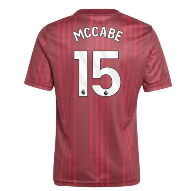 2025-2026 Arsenal Pre-Match Warm Up Shirt (Burgundy) - Kids (McCabe 15)