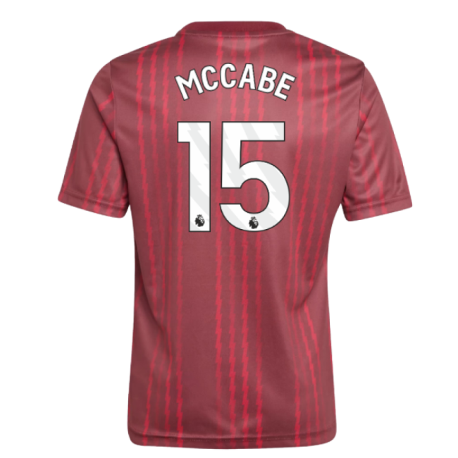 2025-2026 Arsenal Pre-Match Warm Up Shirt (Burgundy) - Kids (McCabe 15)