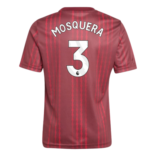 2025-2026 Arsenal Pre-Match Warm Up Shirt (Burgundy) - Kids (Mosquera 3)