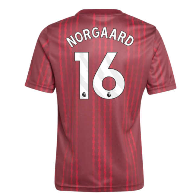 2025-2026 Arsenal Pre-Match Warm Up Shirt (Burgundy) - Kids (Norgaard 16)