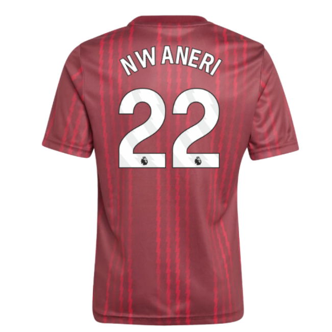 2025-2026 Arsenal Pre-Match Warm Up Shirt (Burgundy) - Kids (Nwaneri 22)