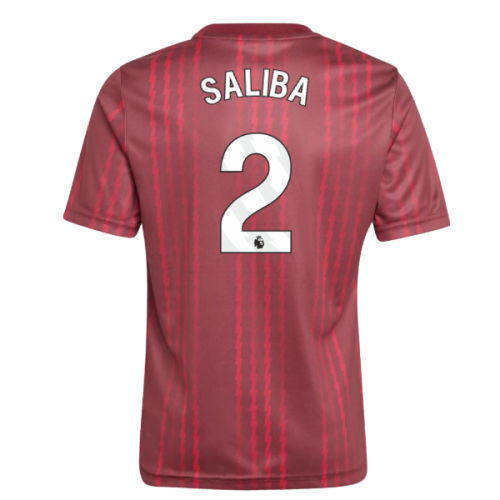 2025-2026 Arsenal Pre-Match Warm Up Shirt (Burgundy) - Kids (Saliba 2)