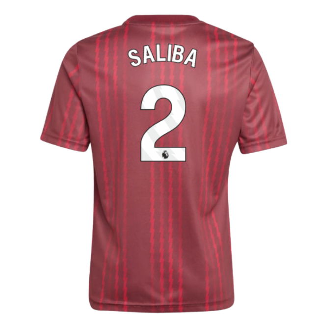 2025-2026 Arsenal Pre-Match Warm Up Shirt (Burgundy) - Kids (Saliba 2)