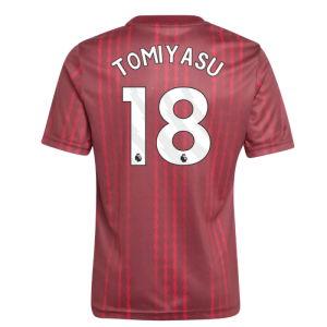 2025-2026 Arsenal Pre-Match Warm Up Shirt (Burgundy) - Kids (Tomiyasu 18)