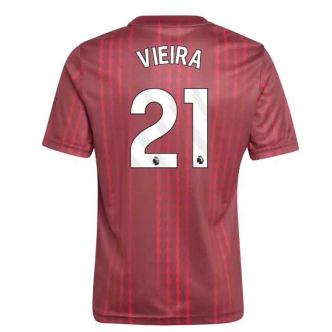 2025-2026 Arsenal Pre-Match Warm Up Shirt (Burgundy) - Kids (Vieira 21)
