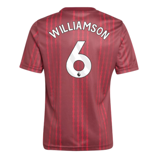 2025-2026 Arsenal Pre-Match Warm Up Shirt (Burgundy) - Kids (Williamson 6)