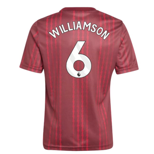 2025-2026 Arsenal Pre-Match Warm Up Shirt (Burgundy) - Kids (Williamson 6)