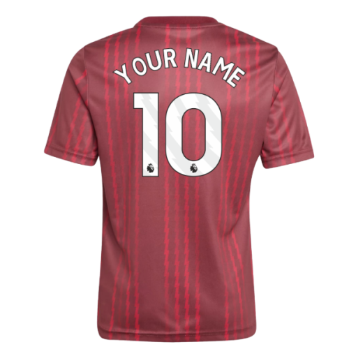 2025-2026 Arsenal Pre-Match Warm Up Shirt (Burgundy) - Kids (Your Name)