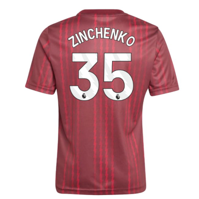 2025-2026 Arsenal Pre-Match Warm Up Shirt (Burgundy) - Kids (Zinchenko 35)