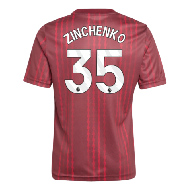 2025-2026 Arsenal Pre-Match Warm Up Shirt (Burgundy) - Kids (Zinchenko 35)