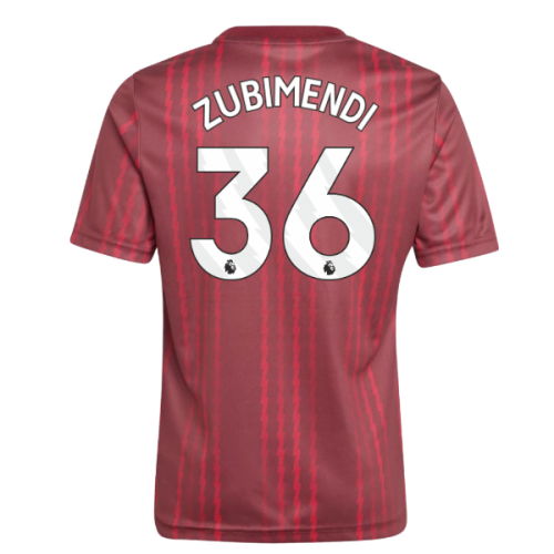 2025-2026 Arsenal Pre-Match Warm Up Shirt (Burgundy) - Kids (Zubimendi 36)
