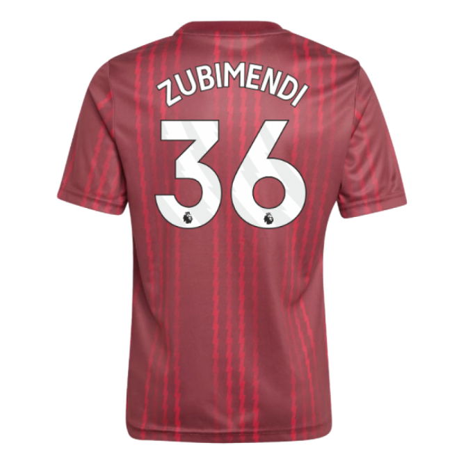 2025-2026 Arsenal Pre-Match Warm Up Shirt (Burgundy) - Kids (Zubimendi 36)