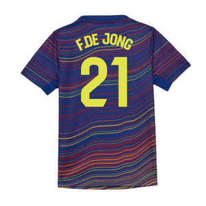 2025-2026 Barcelona Academy Pro Pre Match Shirt (Blue) - Kids (F.De Jong 21)