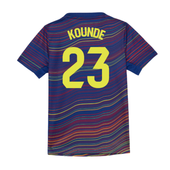 2025-2026 Barcelona Academy Pro Pre Match Shirt (Blue) - Kids (Kounde 23)