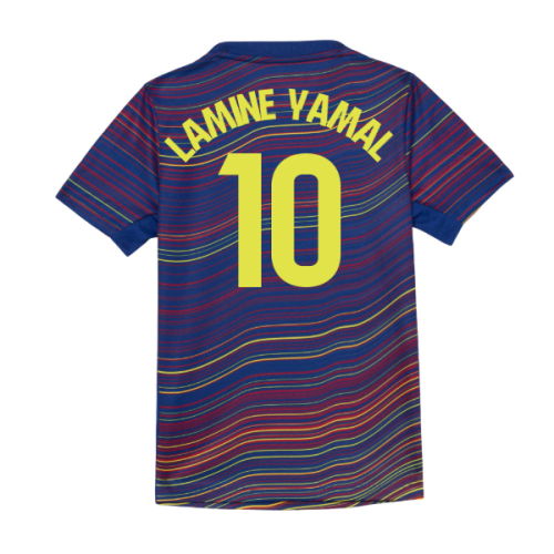 2025-2026 Barcelona Academy Pro Pre Match Shirt (Blue) - Kids (Lamine Yamal 10)