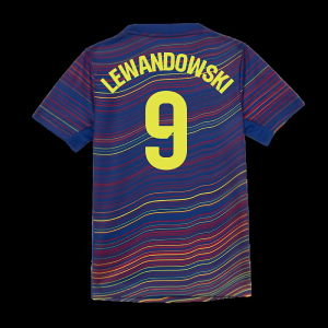 2025-2026 Barcelona Academy Pro Pre Match Shirt (Blue) - Kids (Lewandowski 9)