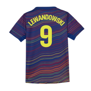 2025-2026 Barcelona Academy Pro Pre Match Shirt (Blue) - Kids (Lewandowski 9)
