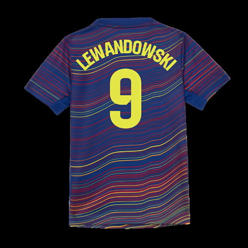 2025-2026 Barcelona Academy Pro Pre Match Shirt (Blue) - Kids (Lewandowski 9)