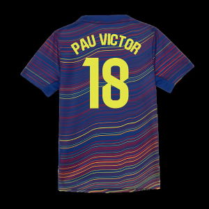 2025-2026 Barcelona Academy Pro Pre Match Shirt (Blue) - Kids (Pau Victor 18)