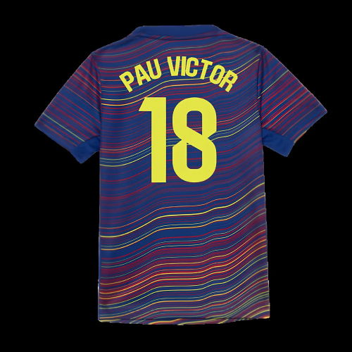 2025-2026 Barcelona Academy Pro Pre Match Shirt (Blue) - Kids (Pau Victor 18)