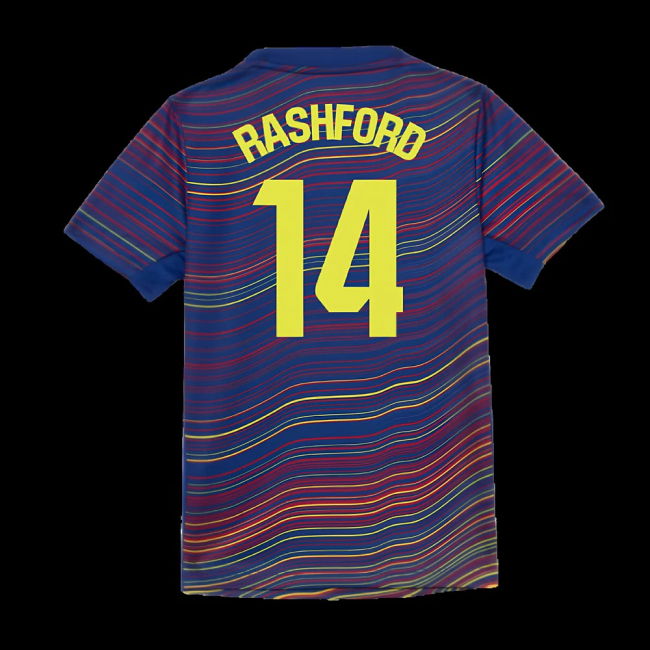 2025-2026 Barcelona Academy Pro Pre Match Shirt (Blue) - Kids (Rashford 14)