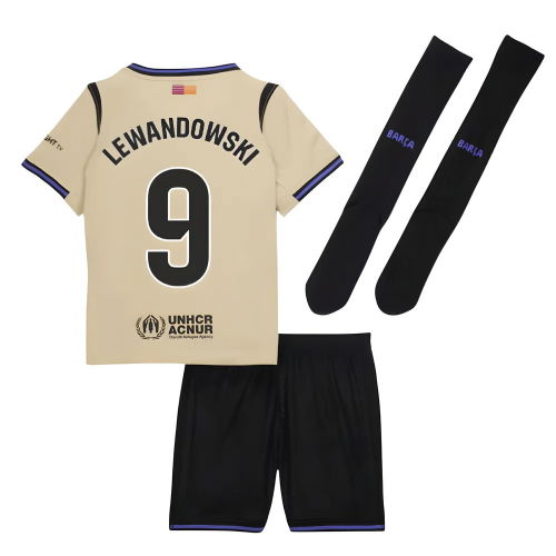 2025-2026 Barcelona Away Little Kids Mini Kit (Lewandowski 9)