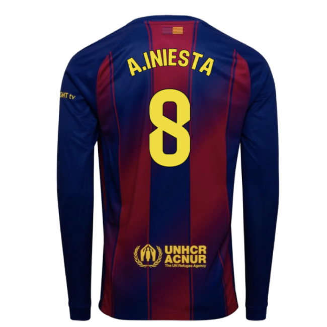 2025-2026 Barcelona Home Long Sleeve Shirt (A.Iniesta 8)
