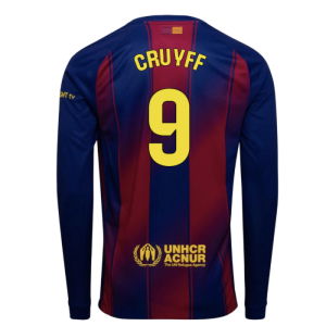 2025-2026 Barcelona Home Long Sleeve Shirt (Cruyff 9)