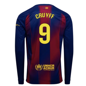 2025-2026 Barcelona Home Long Sleeve Shirt (Cruyff 9)