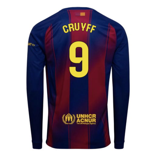 2025-2026 Barcelona Home Long Sleeve Shirt (Cruyff 9)