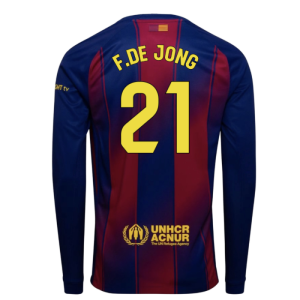2025-2026 Barcelona Home Long Sleeve Shirt (F.De Jong 21)