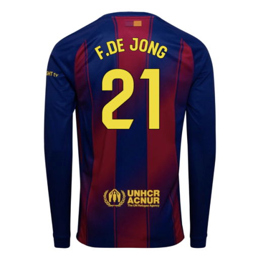 2025-2026 Barcelona Home Long Sleeve Shirt (F.De Jong 21)