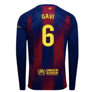 2025-2026 Barcelona Home Long Sleeve Shirt (Gavi 6)