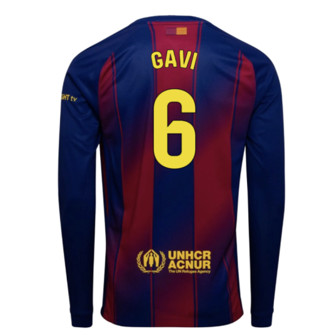 2025-2026 Barcelona Home Long Sleeve Shirt (Gavi 6)