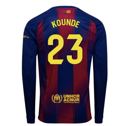 2025-2026 Barcelona Home Long Sleeve Shirt (Kounde 23)