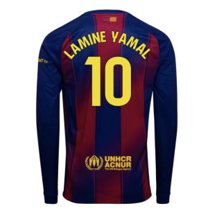 2025-2026 Barcelona Home Long Sleeve Shirt (Lamine Yamal 10)