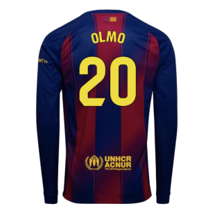 2025-2026 Barcelona Home Long Sleeve Shirt (Olmo 20)