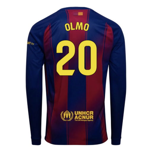 2025-2026 Barcelona Home Long Sleeve Shirt (Olmo 20)