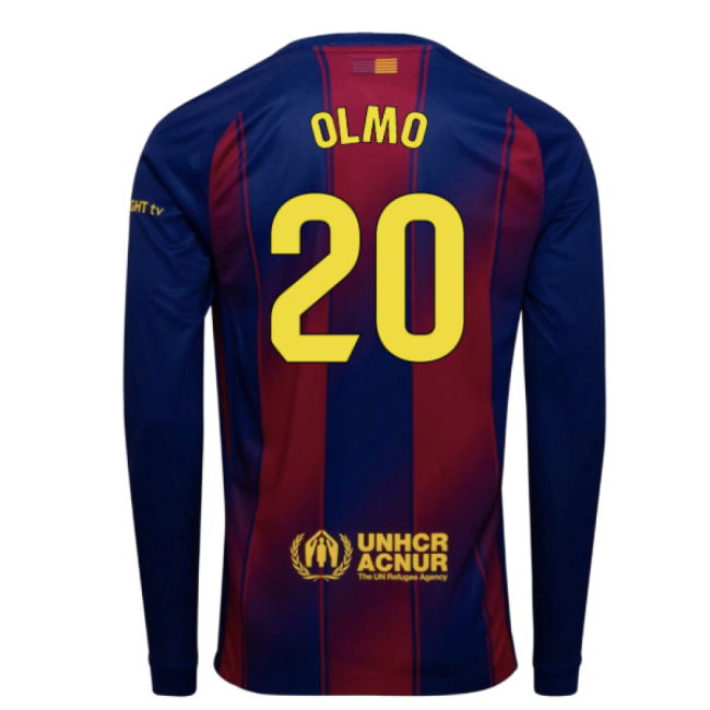 2025-2026 Barcelona Home Long Sleeve Shirt (Olmo 20)