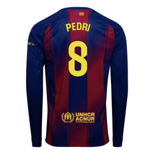 2025-2026 Barcelona Home Long Sleeve Shirt (Pedri 8)