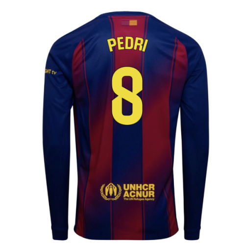 2025-2026 Barcelona Home Long Sleeve Shirt (Pedri 8)