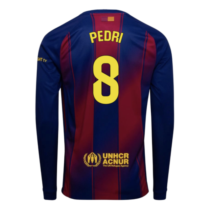 2025-2026 Barcelona Home Long Sleeve Shirt (Pedri 8)